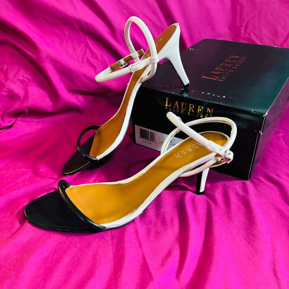 Lauren Ralph Lauren Black and White Strappy Heels